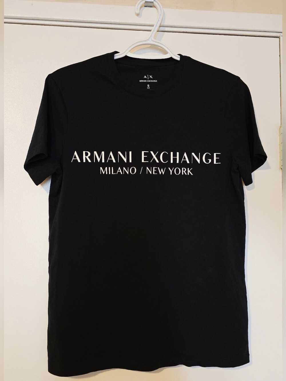 Armani Exchange Black Crewneck T-Shirt with White Logo